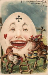 Elves Paint the Lips of Giant Egg Postcard