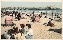 The Beach and Pier Long Beach, CA Postcard Postcard Postcard