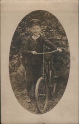 Boy Smiling with Bicycle Postcard