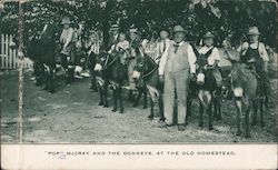 "Pop" McCray and the Donkeys, at the old homstead. Postcard