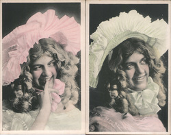 Set of 2: Tinted, Girl in Pink & Green Postcard