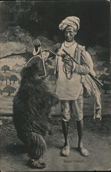 A Man and a Bear - Bear Dance Postcard