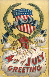 Fourth of July Greeting Postcard