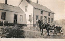 Man in Horse and Buggy in Front of House Postcard