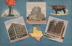 Amarillo Hotel, Hotel Capitol, Hotel Herring Postcard