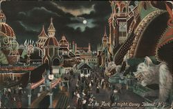 Luna Park at Night Postcard