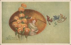 Rah Rah! Rah! Chrysanthemum Head Girls & Football Player Postcard