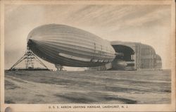 U.S.S. Akron Leaving Hangar Postcard