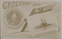 HMS Collingwood, God Save Our Sailor King - George VI Postcard