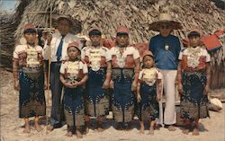 Two San Blas Indian Chief With Their Families Postcard