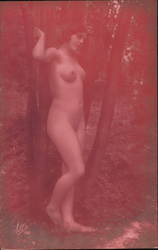 Tinted Photo, Nude Woman in Forest Original Photograph