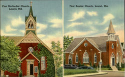 First Methodist & Baptist Church Postcard
