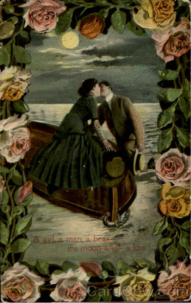 A Girl A Man A Boat The Moon And A Kiss Romance & Love