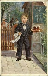German Boy Waiter with Beers