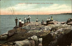 Fishing On Rocks Back Of Evergreen Landing