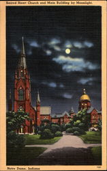 Sacred Heart Church And Main Building By Moonlight