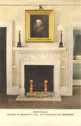 Mantel in Reception hall with portrait of Jefferson