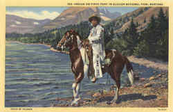 Indian on Pinto Pony in Glacier National Park