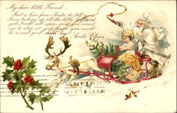 White Robe Santa with Child on Sleigh