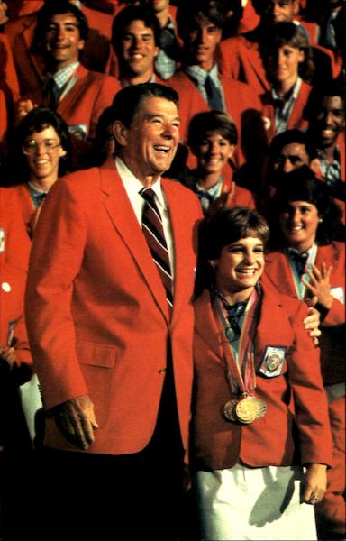 President Reagan Greeted Mary Lou Retton Los Angele