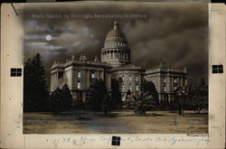 Rare Original Postcard Art - State Capitol by Moonlight 1138 Rare Original Postcard Art - State Capitol by Moonlight 1138