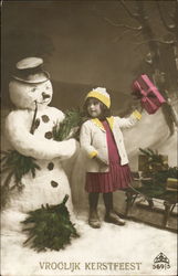 Tinted Girl with Snowman