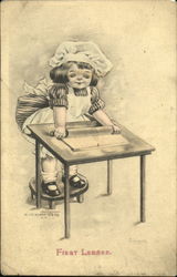 First Lesson Little Girl Baking 