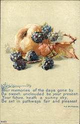 Peach with blackberries