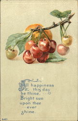 Branch with golden and red apples