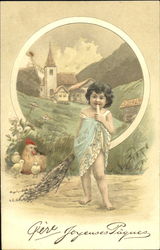 Young Girl in Mountainous Country Scene