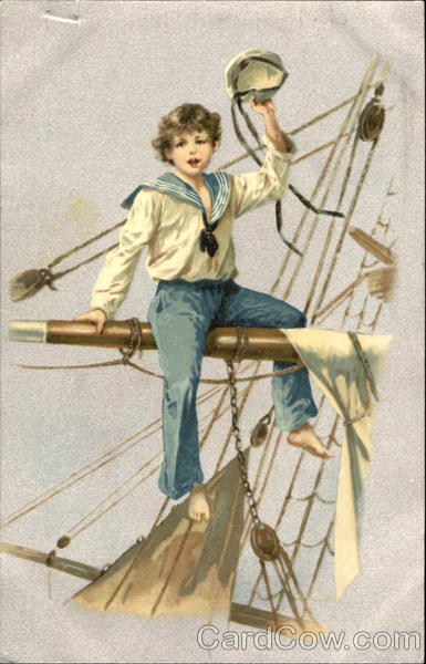 Sailor Boy Sits On Rigging Boys