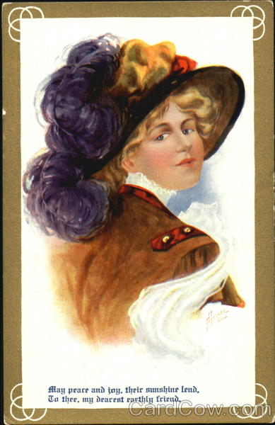 Young Woman Wearing Fancy Bonnet Women
