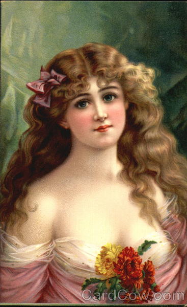 Portrait of a Young Woman With Flowers Women