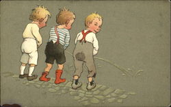 Three Boys Urinating in Street Three Boys Urinating in Street