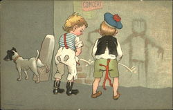 Two Boys and a Dog Peeing on Wall Two Boys and a Dog Peeing on Wall