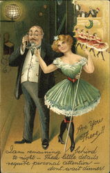 Portly man with young cabaret girl Portly man with young cabaret girl