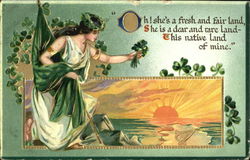 Irish maiden with sunset