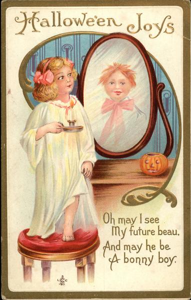 Halloween Joys - Girl looking in Mirror