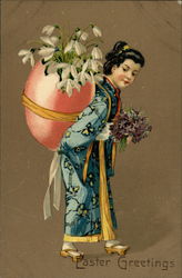 Easter Greetings - Woman in Japanese Attire