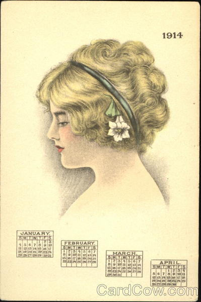 1914 Beautiful Lady New Year's