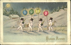 1922 Buon Anno Snowmen