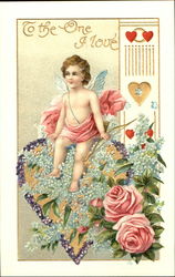 Cupid surrounded by flowers