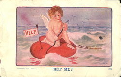 Cupid Stranded in the Ocean on a Heart-Shaped Raft