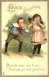 Little Boy Kissing a Little Girl's Hand