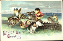Easter Chicks Riding Rabbits