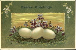Eggs with Grass and Flowers