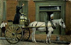 Horse-led milk wagon