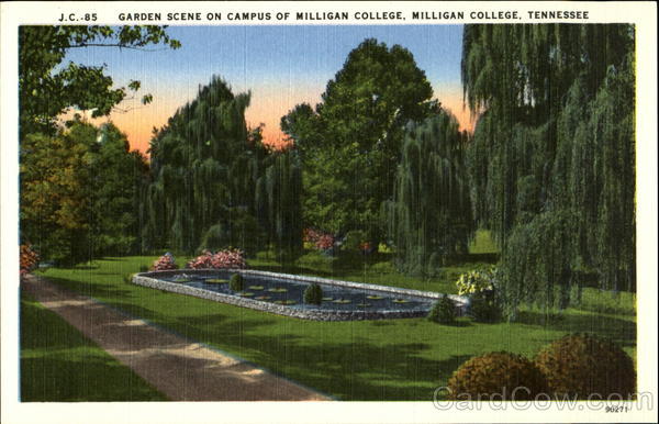 Garden Scene on Campus of Milligan College Tennessee