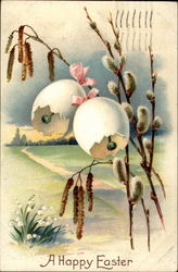 Eggshell Flowers on Pussy Willow Branches