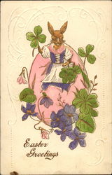 Bunny Holds a Four-Leaf Clover